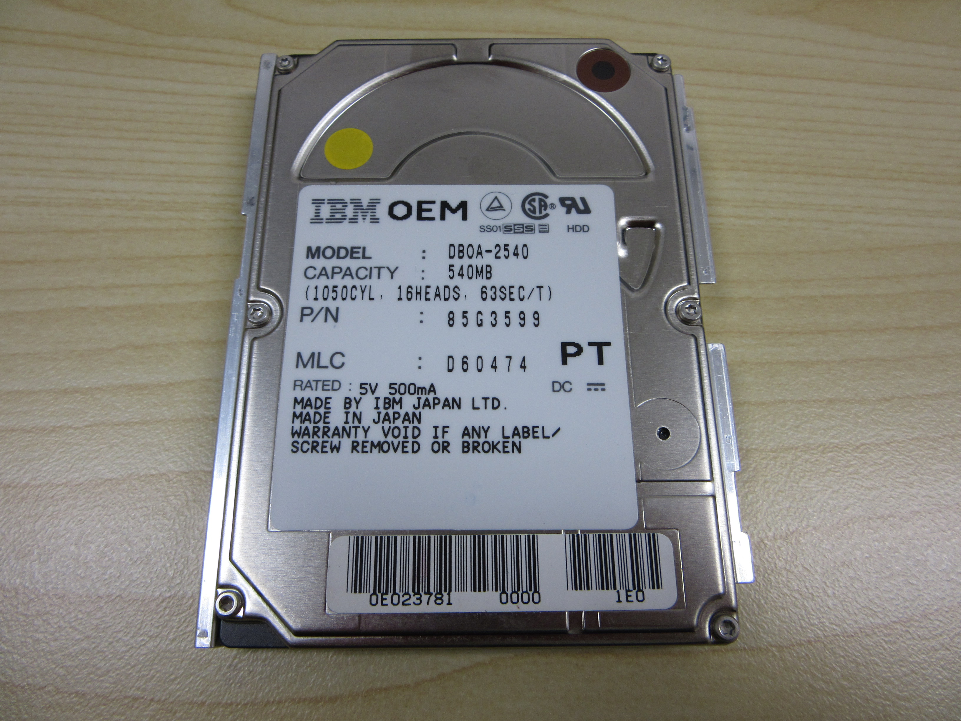 IBMのDBOA-2540 540MBのHDD